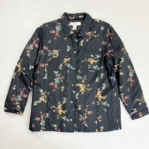 NEXX Silk Blend Autumn Floral Jacket Medium Snap Front Lightweight Puffer